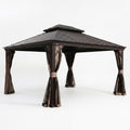Aluminum Hardtop Gazebo Built for Year-Round Shelter, 12x14 Ft, Steel Roof, Mosquito Netting, Curtains