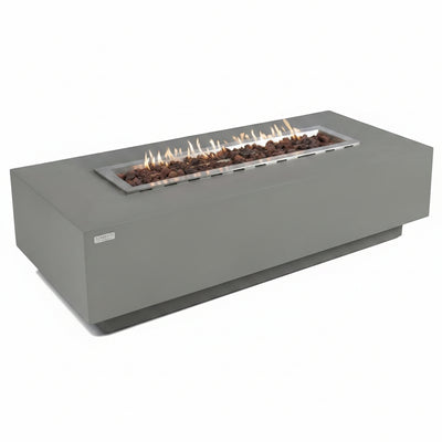 Granville Fire Table Outdoor Fire Pit 60" X 27" Cast Concrete Firepit Includes Lava Rocks 45,000 Btus Outdoor Fireplace for Patio Furniture Set, Deck, Porch, Outdoor Heater - Natural Gas