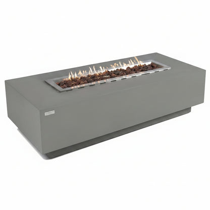 Granville Fire Table Outdoor Fire Pit 60" X 27" Cast Concrete Firepit Includes Lava Rocks 45,000 Btus Outdoor Fireplace for Patio Furniture Set, Deck, Porch, Outdoor Heater - Natural Gas