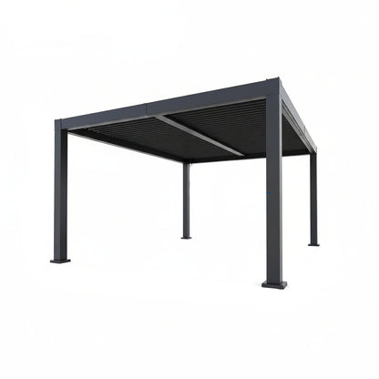 Louvered Pergola, Outdoor Pergola with Adjustable Louvered Roof, Reinforced Aluminum Frame, Integrated Drainage System, Hardtop Gazebo for Patio