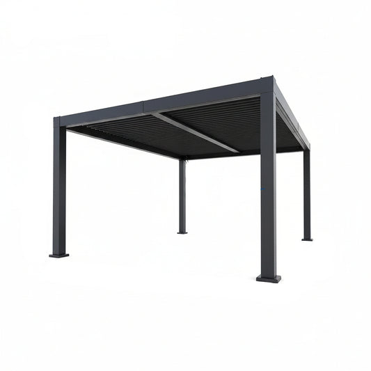 Louvered Pergola, Outdoor Pergola with Adjustable Louvered Roof, Reinforced Aluminum Frame, Integrated Drainage System, Hardtop Gazebo for Patio